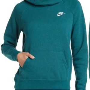 Nike Essential Knit Womens XL Funnel-Neck Fleece Pullover Hoodie Atomic Teal